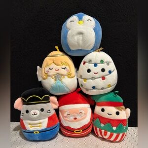 Squishmallows Mini Plush Ornaments Set Lot 6 Stuffed Animal Christmas Classic